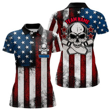 Load image into Gallery viewer, American Flag Skull Custom Team Bowling Shirts For Women, Patriotic Bowling Jerseys IPHW5157