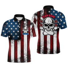 Load image into Gallery viewer, Custom Vintage Skull Bowling Shirts For Men, Retro Style Patriotic Bowling Team Shirts Outfit IPHW5157