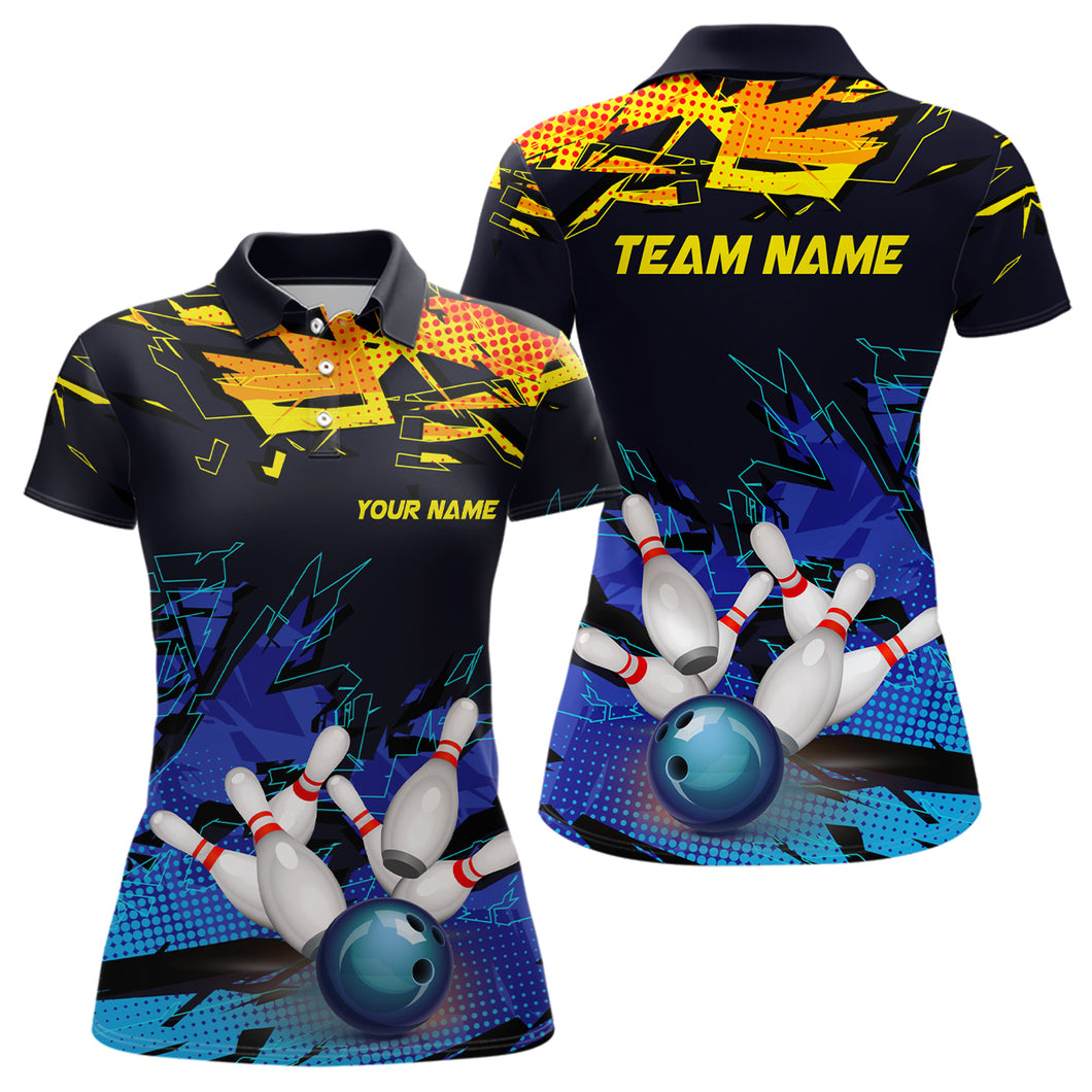 Custom Bowling Shirts For Women, Bowling Ball And Pins Team Bowling League Shirts IPHW5166