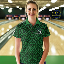 Load image into Gallery viewer, Custom Green Tribal Shark Bowling Team Women Polo Shirt, Shark Bowling Tournament Shirt IPHW10176