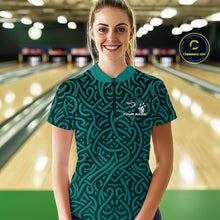 Load image into Gallery viewer, Custom Blue Tribal Shark Women Bowling Team Shirts, Shark Bowling Tournament Shirt IPHW10177