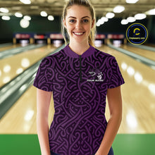 Load image into Gallery viewer, Custom Purple Tribal Shark Women Bowling Team Shirts, Shark Bowling Tournament Shirt IPHW10178