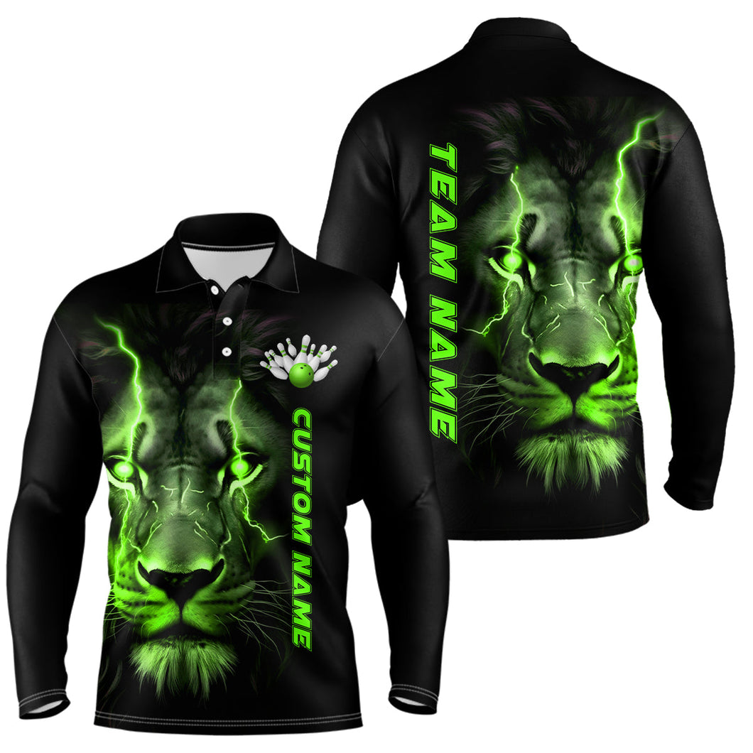 Green Lion Custom Men Bowling Long Sleeve Long Sleeve Polo Shirts Bowling Team Jerseys Outfits IPHW5358