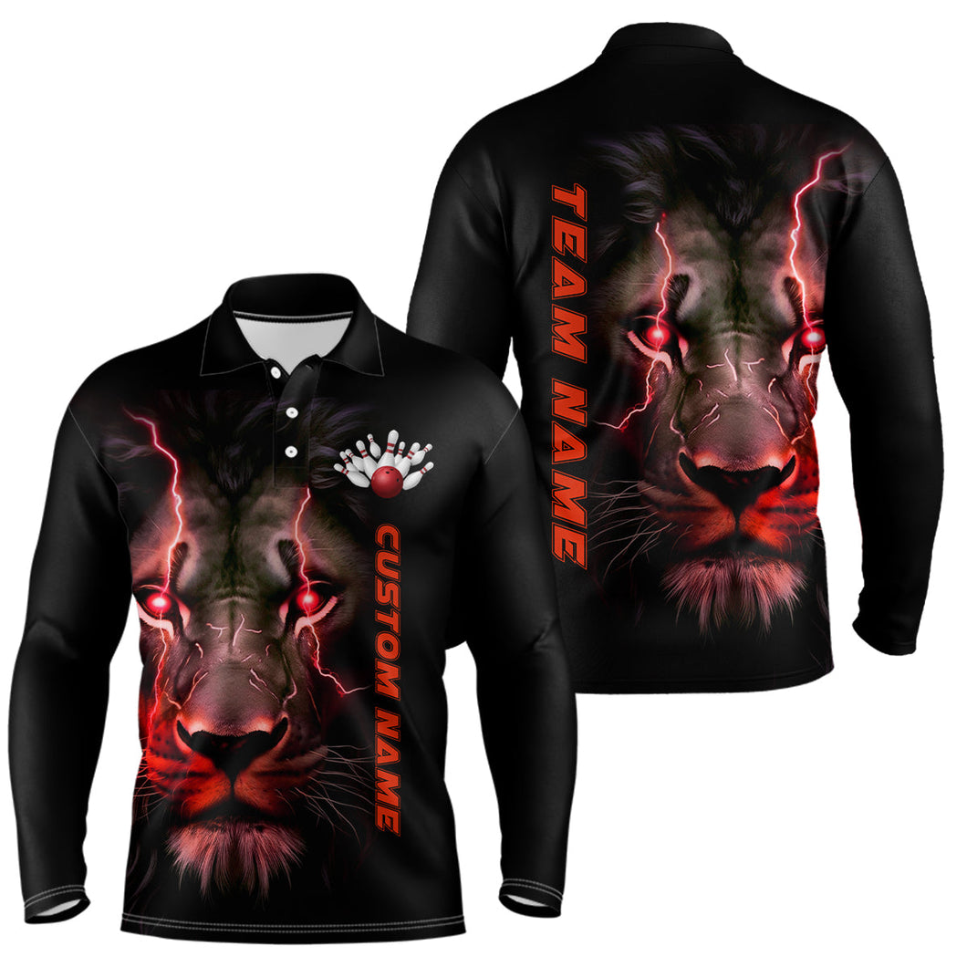 Red Lion Custom Men Bowling Long Sleeve Long Sleeve Polo Shirts Bowling League Shirts Outfits IPHW5359