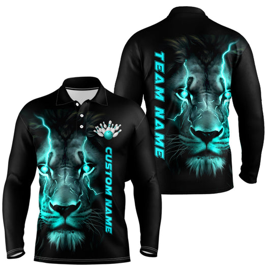 Blue Lion Custom Men Bowling Long Sleeve Long Sleeve Polo Shirts Bowling Team Jerseys Outfits IPHW5360