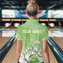 Load image into Gallery viewer, Custom White And Green Bowling Team Women Quarter-Zip Shirt, Bowling Ball And Pins Jersey IPHW9603