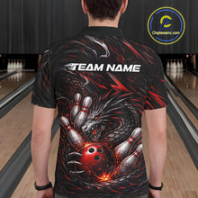 Load image into Gallery viewer, Custom Black And Red Dragon Bowling Jerseys, Dragon Bowling Team Men Polo Shirt IPHW10362