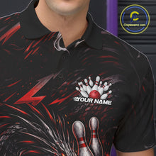 Load image into Gallery viewer, Custom Black And Red Dragon Bowling Jerseys, Dragon Bowling Team Men Polo Shirt IPHW10362