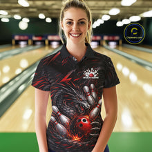 Load image into Gallery viewer, Custom Black And Red Dragon Bowling Jerseys, Dragon Bowling Team Women Polo Shirt IPHW10362