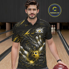 Load image into Gallery viewer, Custom Black And Gold Dragon Bowling Jerseys, Dragon Bowling Team Men Polo Shirt IPHW10364