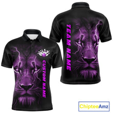 Load image into Gallery viewer, Custom Purple Thunder Lightning Lion Bowling Shirt For Men, Lion Bowling Team Jerseys IPHW10667