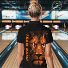 Load image into Gallery viewer, Custom Orange Thunder Lightning Lion Bowling Shirt For Women, Lion Bowling Team Jerseys IPHW10669