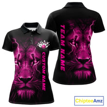Load image into Gallery viewer, Custom Pink Thunder Lightning Lion Bowling Shirt For Women, Lion Bowling Team Jerseys IPHW10670