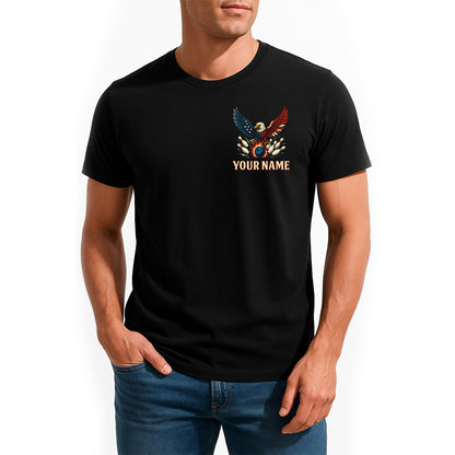 Custom Bowling T-Shirts For Men, "This Is How We Roll" Eagle American Flag Theme IPHW9073