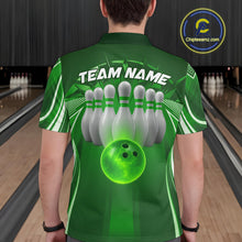 Load image into Gallery viewer, Custom Green Bowling Tournament Bowling Polo Shirts For Men With Team Name IPHW9281