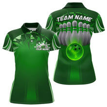 Load image into Gallery viewer, Custom Green Bowling Tournament Bowling Polo Shirts For Women With Team Name IPHW9281