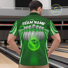Load image into Gallery viewer, Custom Green Bowling Tournament Bowling Quarter-Zip Shirts For Men With Team Name IPHW9281