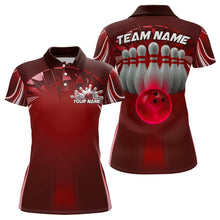 Load image into Gallery viewer, Custom Red Bowling Tournament Bowling Polo Shirts For Women With Team Name IPHW9282