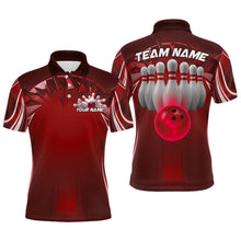 Load image into Gallery viewer, Custom Red Bowling Tournament Bowling Polo Shirts For Men With Team Name IPHW9282