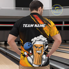 Load image into Gallery viewer, Custom Black And Yellow Funny Bowling And Beer Jerseys, Bowling Team Men Quarter-Zip Shirts IPHW9605