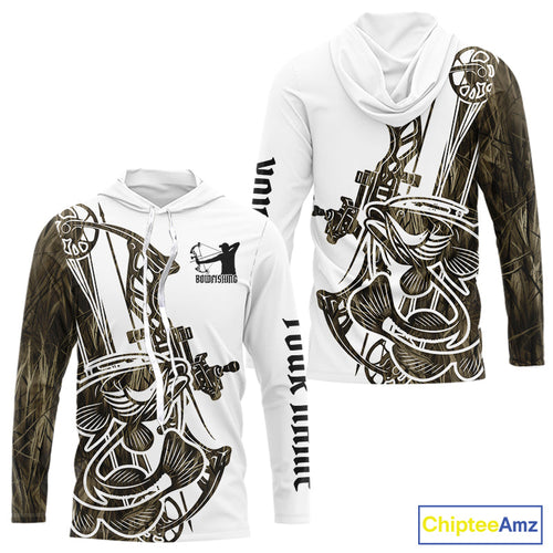 Custom Grass Camo Catfish Bowfishing Long Sleeve Hooded Tournament Shirts, Catfish Bow Fishing Shirt IPHW9289