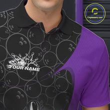 Load image into Gallery viewer, Custom Purple Bowling Team Polo Shirts For Men, Bowling Pattern Bowling League Shirt IPHW9624
