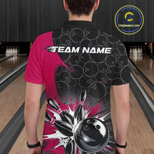 Load image into Gallery viewer, Custom Pink Bowling Team Polo Shirts For Men, Bowling Pattern Bowling League Shirt IPHW9626