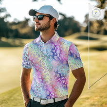 Load image into Gallery viewer, Colorful Neon Rainbow leopard pattern Mens Golf Polo Shirts Custom men&#39;s golf outfits, cool golf gift NQS10244