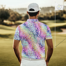 Load image into Gallery viewer, Colorful Neon Rainbow leopard pattern Mens Golf Polo Shirts Custom men&#39;s golf outfits, cool golf gift NQS10244