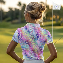 Load image into Gallery viewer, Colorful Neon Rainbow leopard pattern Women Golf Polo Shirt Custom ladies golf outfit cool golf gift NQS10244
