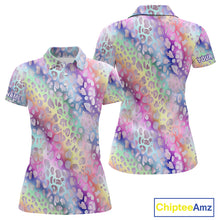 Load image into Gallery viewer, Colorful Neon Rainbow leopard pattern Women Golf Polo Shirt Custom ladies golf outfit cool golf gift NQS10244