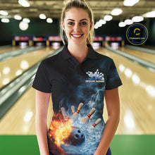 Load image into Gallery viewer, Custom Water And Fire Bowling Team Women Polo Shirts, Thunder Lightning Bowling Uniform IPHW9450