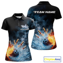 Load image into Gallery viewer, Custom Water And Fire Bowling Team Women Polo Shirts, Thunder Lightning Bowling Uniform IPHW9450