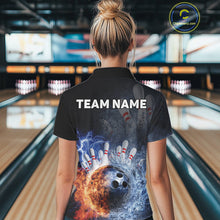 Load image into Gallery viewer, Custom Lightning, Fire And Water Splash Energy Burst Bowling Team Polo Shirts For Women IPHW9451