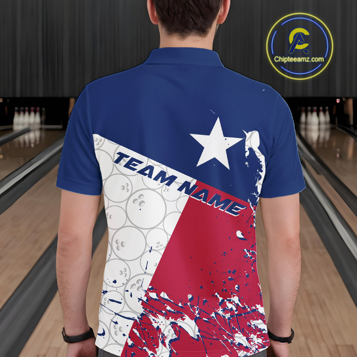 Custom Texas Flag Bowling Team Men Polo Shirts, Texas Bowling League Shirt Team Uniform IPHW9632
