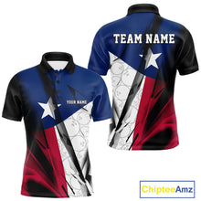 Load image into Gallery viewer, Custom Texas Flag Bowling Team Men Polo Shirts, Texas Bowling League Shirt Team Uniform IPHW9634