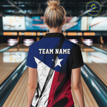 Load image into Gallery viewer, Custom Texas Flag Bowling Women Quarter-Zip Shirts, Bowling League Shirt Team Uniform IPHW9634
