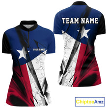 Load image into Gallery viewer, Custom Texas Flag Bowling Women Quarter-Zip Shirts, Bowling League Shirt Team Uniform IPHW9634
