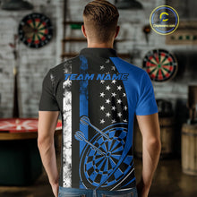 Load image into Gallery viewer, Custom Blue Thin Line US Flag Patriotic Dartboard Dart Men Polo Team Shirts, Dart Jerseys IPHW9645