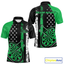 Load image into Gallery viewer, Custom Green Thin Line US Flag Patriotic Dartboard Dart Men Polo Team Shirts, Dart Jerseys IPHW9646