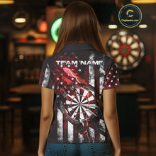 Load image into Gallery viewer, Custom Red Thunder Lightning Patriotic Dart Women Polo Shirts, Vintage Dart Jerseys IPHW9652
