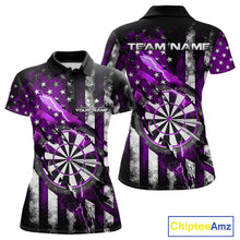 Load image into Gallery viewer, Custom Purple Thunder Lightning Patriotic Dart Women Polo Shirts, Vintage Dart Jerseys IPHW9653
