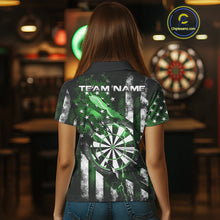 Load image into Gallery viewer, Custom Green Thunder Lightning Patriotic Dart Women Polo Shirts, Vintage Dart Jerseys IPHW9654