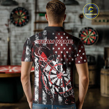 Load image into Gallery viewer, Custom Red Thunder Lightning Patriotic Dart Team Polo Shirts For Men, Dart Jerseys IPHW9656