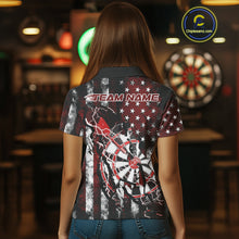 Load image into Gallery viewer, Custom Red Thunder Lightning Patriotic Dart Team Polo Shirts For Women, Dart Jerseys IPHW9656
