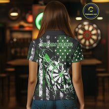 Load image into Gallery viewer, Custom Green Thunder Lightning Patriotic Dart Team Polo Shirts For Women, Dart Jerseys IPHW9659