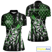 Load image into Gallery viewer, Custom Green Thunder Lightning Patriotic Dart Team Women Quarter-Zip Shirts, Dart Jerseys IPHW9659