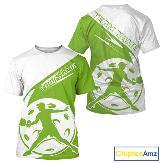 Custom White And Green Pickleball Jersey, Pickleballer Pickleball Player T-Shirts Men IPHW9340