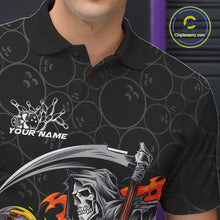 Load image into Gallery viewer, Custom Chaotic Flame Grim Reaper Bowling Polo Shirts For Men, Halloween Bowling Team Shirt IPHW9473