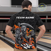 Load image into Gallery viewer, Custom Chaotic Flame Grim Reaper Bowling Quarter-Zip Shirts For Men, Halloween Bowling Team Shirt IPHW9473